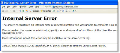 Error 500 support.lawson.com